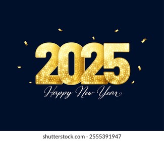 golden sparkling 2025 new year invitation background vector