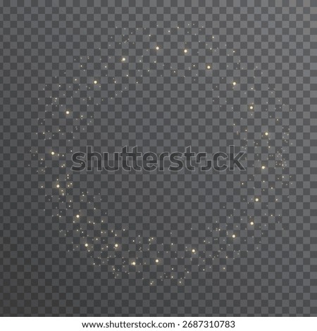Golden Sparkling Circle Frame – Glowing Light Particles Overlay, Shining Gold Glitter Dots Circle – Festive Light Ring, Luxury Gold Light Dot Circle – Elegant Particle Frame Overlay