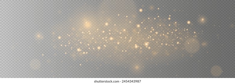 Golden sparkling dust. Sparkling stars glare of light and particles.