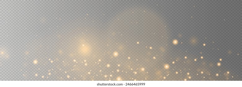 Golden sparkling dust. Sparkling stars glare of light and particles.