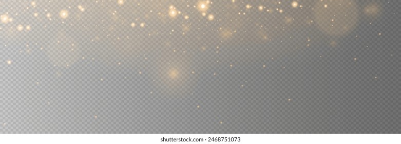 Golden sparkling dust. Sparkling stars glare of light and particles.