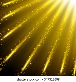 Golden sparkling falling from the sky background