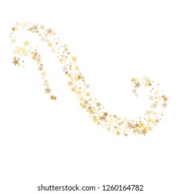 Golden sparkling falling star. Vector stardust trail. swirl stars, gold sparkles background, christmas lights confetti. magic shining Flying glitter cosmic backdrop