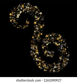 Golden sparkling falling star. Vector stardust trail. swirl stars, gold and silver sparkles background, christmas lights confetti. magic shining Flying glitter cosmic backdrop on night sky