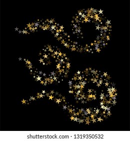 Golden sparkling falling star. Vector stardust trail. swirl stars, gold and silver sparkles background, christmas lights confetti. magic shining Flying glitter cosmic backdrop on night sky