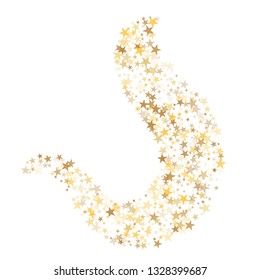 Golden sparkling falling star. Vector stardust trail. swirl stars, gold sparkles background, christmas lights confetti. magic shining Flying glitter cosmic backdrop