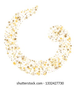 Golden sparkling falling star. Vector stardust trail. swirl stars, gold sparkles background, christmas lights confetti. magic shining Flying glitter cosmic backdrop