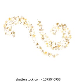 Golden sparkling falling star. Vector stardust trail. swirl stars, gold sparkles background, christmas lights confetti. magic shining Flying glitter cosmic backdrop
