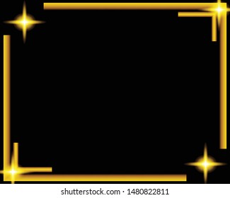 golden sparkling frame black background - design template vector