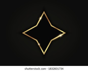 Golden sparkling frame isolated on a black background.