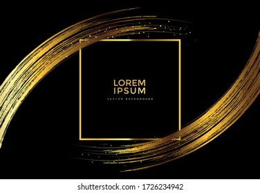 
Golden sparkling frame on black background 