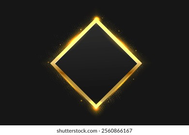 Golden sparkling frame on black background,luxury background gold on black can used for frame or media design 