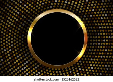 Golden sparkling glossy frame abstract background. Can be used for invitation, postcards and vouchers. Vector Illustration EPS10