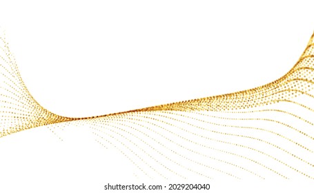 golden sparkling halftone wave pattern on white background - Shutterstock ID 2029204040