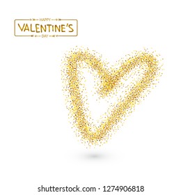 Golden sparkling heart - Valentine's day concept - vector illustration