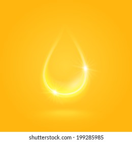 Golden sparkling oil drop, vector illustration, eps10