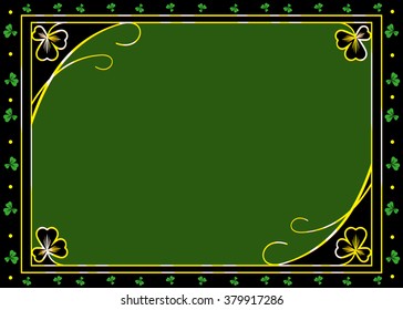 Golden sparkly clover leaves on a black. Luxury vector background for St. Patrick's greetings card.