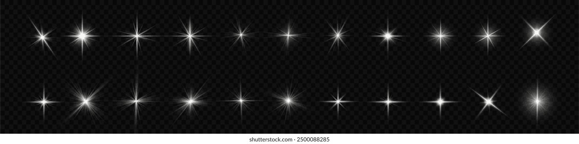 Golden sparks, sun rays, lens flare, yellow star