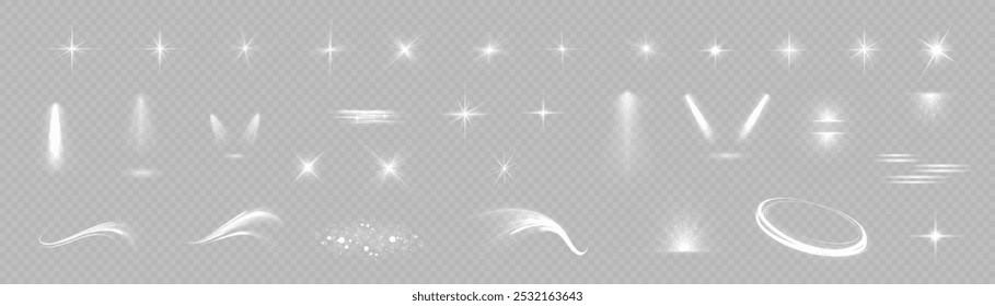 Golden sparks, sun rays, lens flare, yellow star
