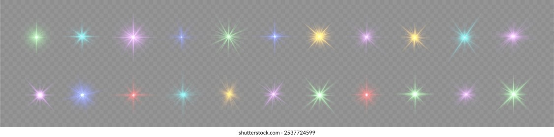 Golden sparks, sun rays, lens flare, yellow star