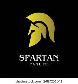 Golden Spartan Helmet logo on black background