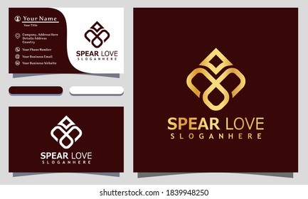 Golden Spear Luxury logo design vector Illustration, business card template