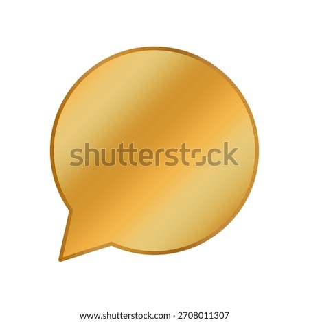 Golden speech bubble. Pointed talk symbol. Blank chat Vector form. Message icon element.
