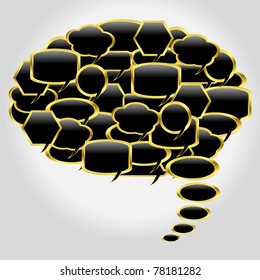 Golden speech bubble set, vector illustration