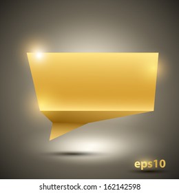 Golden speech bubble. Vector illustration.