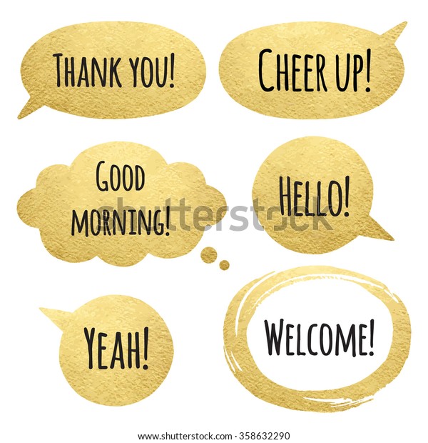 Golden Speech Bubbles Set Words Gold Stock Vector Royalty Free 358632290