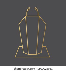 golden speech tribune icon - vector illustration