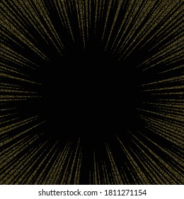 Golden speed line fast motion background. Gold illustration with lines and dots. Pop art pattern, zoom effect