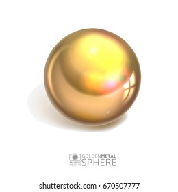 Golden sphere isolated on white background, illustration.