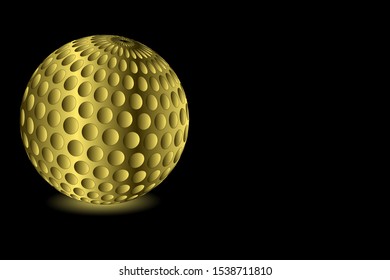 Golden sphere on black background vwctor illustration. Metallic Globe with gold effect with empty space for text or artwork.