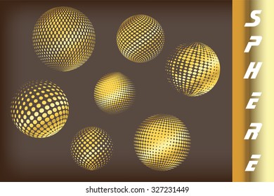 Esfera dourada set.Elementos de design redondo abstrato.