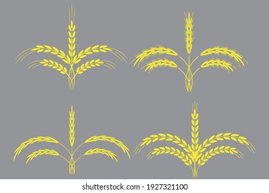 Golden spikelets in 3d style. grey background. Nature background vector. Stock image. EPS 10.