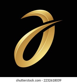 Golden Spiky Curvy Letter A on a Black Background