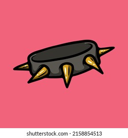 Golden spiky necklace cartoon vector illustration