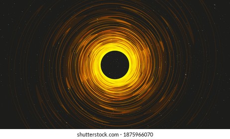 Golden Spiral Black Hole on Galaxy Background.planet and physics concept design,vector illustration.