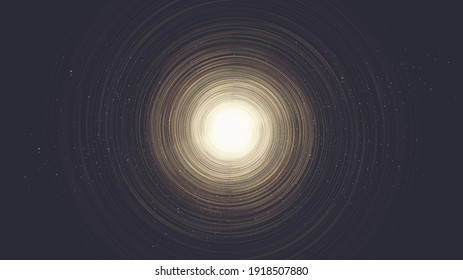 Golden Spiral Black Hole on Galaxy Background.planet and physics concept design,vector illustration.