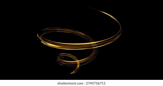 Golden spiral composed of shimmering golden light trails, fireworks, and gold confetti vibe. For holiday marketing campaigns (New Year, Christmas), wedding invitation suites, anniversary announcements