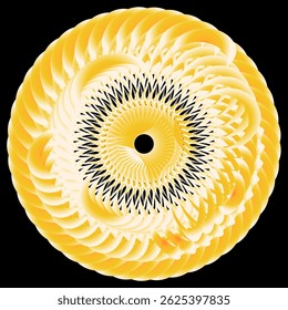 Espiral dourada Mandala A Hypnotic Circular Design e vetor