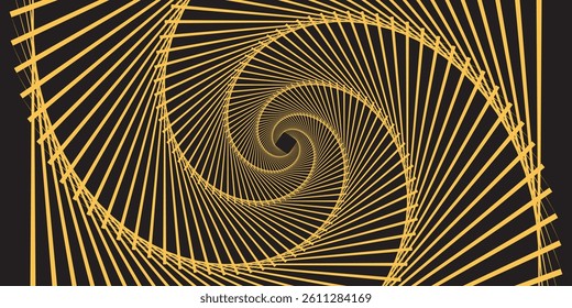 Golden Spiral Pattern  3D Tunnel Effect with Diagonal Lines on Dark Background