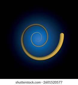 Golden spiral pattern isolated on a blue background