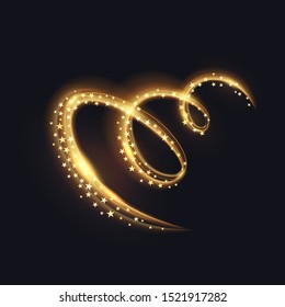 Golden spiral with stars on black background