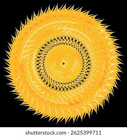 Golden Spiral Sunburst on Black and vector
