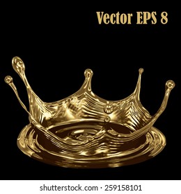 Golden splash crown, vector eps 8
