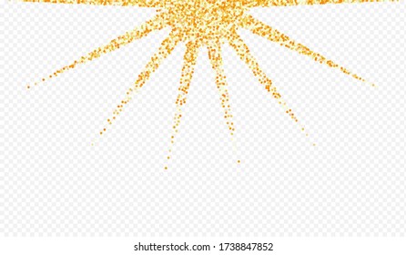 Golden Splash Falling Transparent Background. Shiny Dot Illustration. Gold Glow Festive Card. Shine Modern Design.