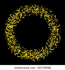 Golden splash or glittering spangles confetti. Use for creative invitation for party, holiday, wedding, birthday.