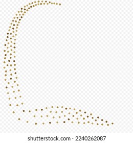 Golden Splash Holiday Vector Transparent Background. Happy Polka Card. Yellow Sparkle Luxury Illustration. Confetti Golden Pattern.